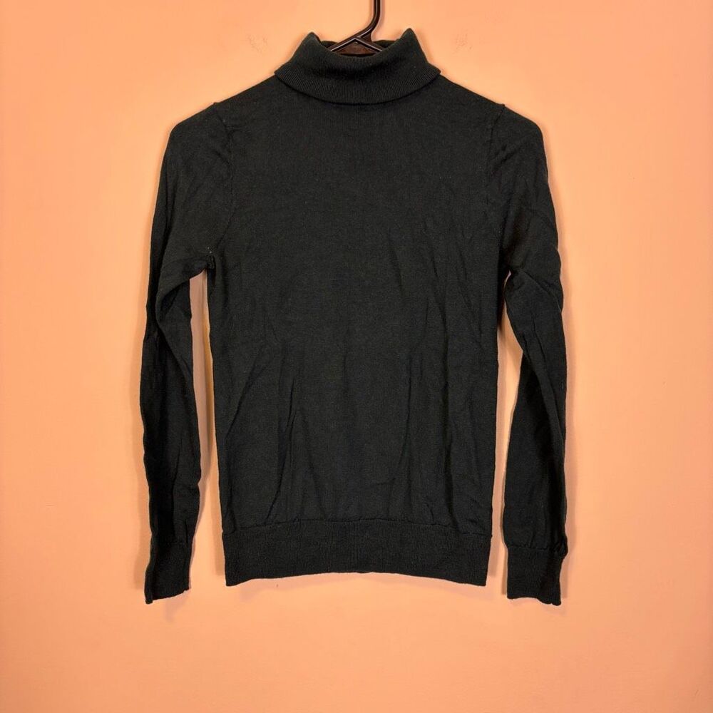J. Crew Dark Green 100% Merino Wool Turtleneck Pullover Sweater Small